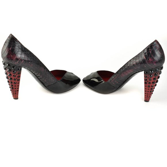 MIU MIU: Black, Leather & "Python" Crystal Heels - Picture 8 of 10